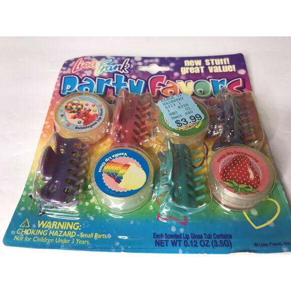 Lisa Frank Party Favor 4 Scented Lip Gloss W/ 4 Alligator Clip NEW Old Stock - Picture 3 of 4